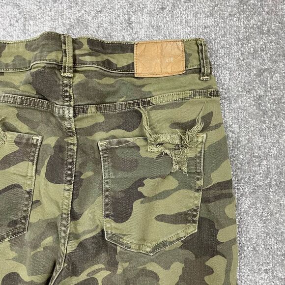 Zara Womens High Rise Camouflage Skinny Jean Distressed Military Green Size 8 - Picture 4 of 5